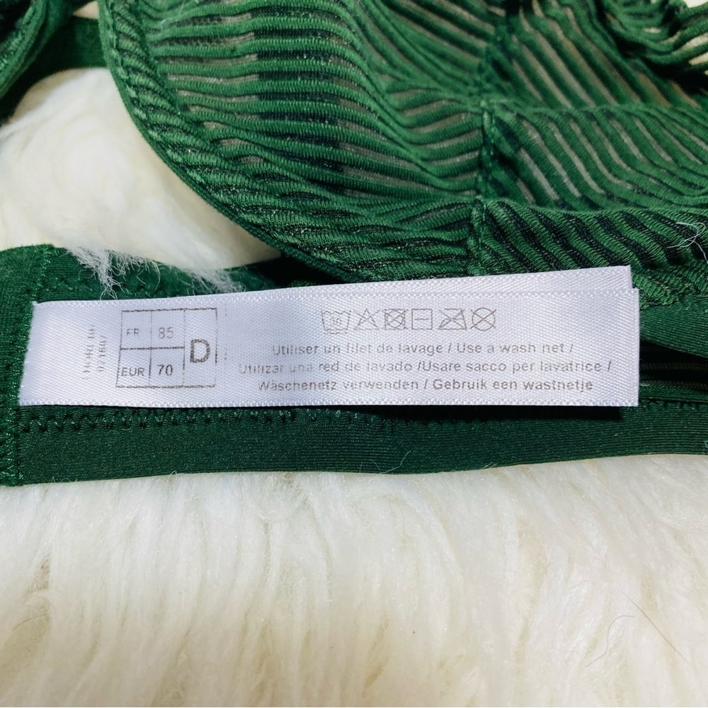 Princesse Tam Tam French Designer Forest Green Sheer Bra Sz-32D - Picture 4 of 4